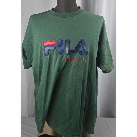 Vintage Fila Men's‎ T Shirt XL Made in the USA Green - Picture 1 of 13